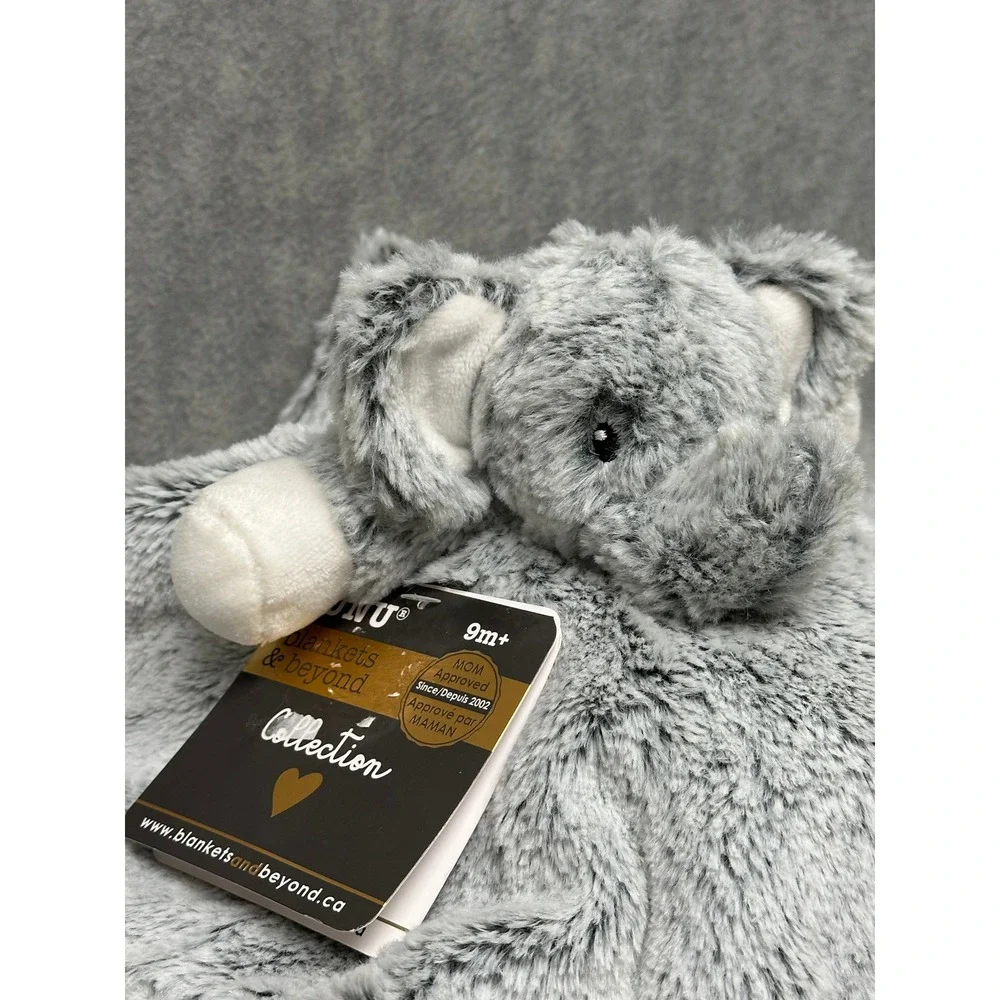 NuNu Blankets & Beyond Elephant Security Blanket Gray Plush Faux‎ Fur Lovey NWT